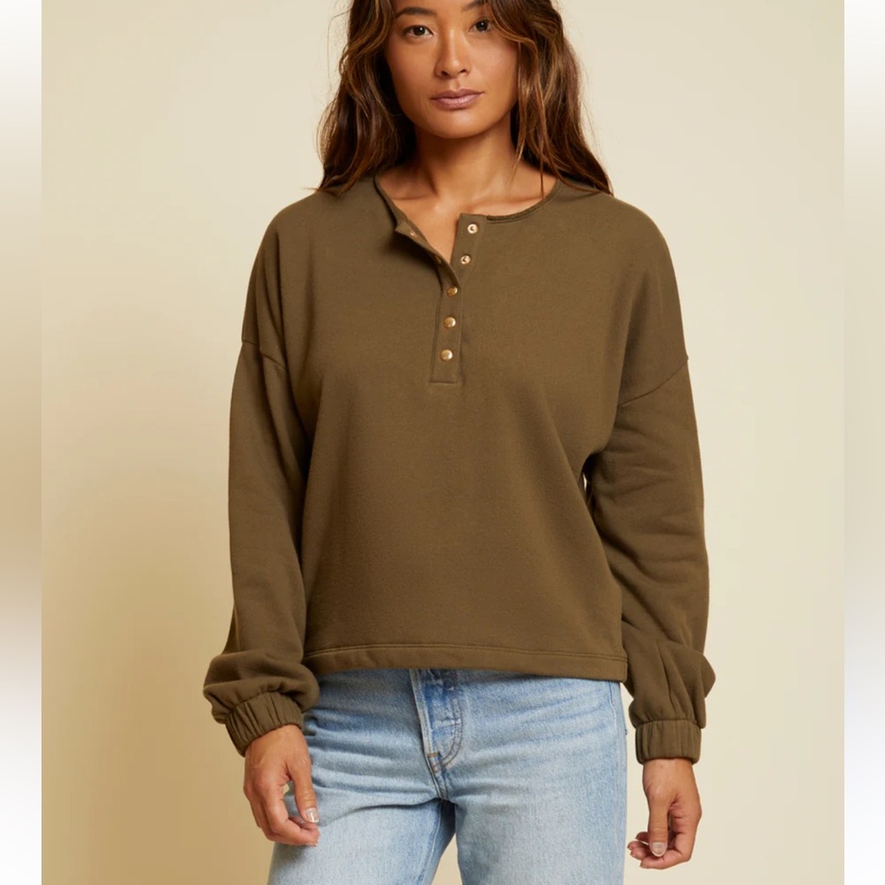 Nation LTD - Callan Snap Sweatshirt in Lagoon S army